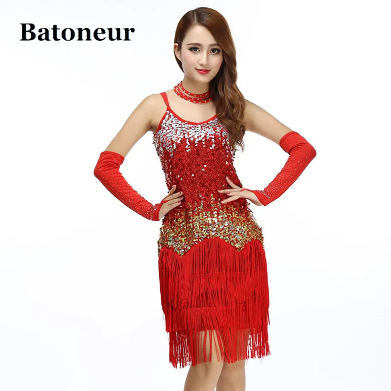 Bling-de-las-mujeres-Del-Vestido-de-Baile-Latino-Sexy-Rainbow-Color-Club-de-Deslizamiento-Gradual
