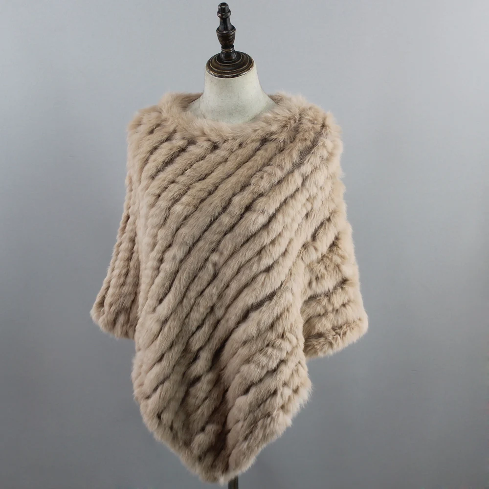 Women fashion Poncho real Rabbit Fur New Knitted real Rabbit Fur Shawl Genuine Rabbit Fur Poncho natural Fur capes