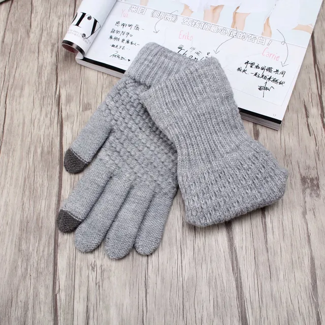 Miya Mona Hot Selling New Women Warm Winter Knitted Full Finger Gloves Mittens Girl Female Solid Woolen Gloves Screen Luvas -