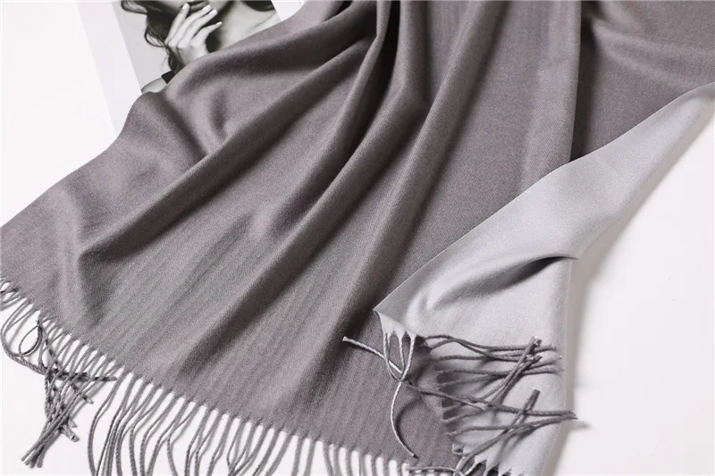 Трендовая модная однотонная дикая осенняя и зимняя теплая шаль двухсторонняя двухцветная имитация кашемира женский шарф студенческий воротник