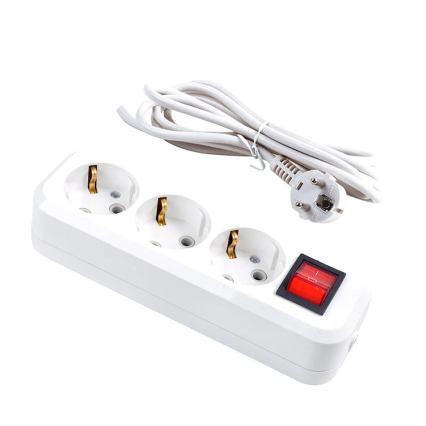 Extensão eu Tomada de Schuko Tomada Branco Europeu França Alemão Rússia Coréia 250v 10a 16a 3m 5m - Image 4