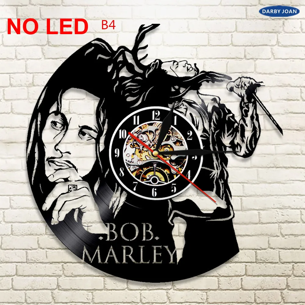 Bob Marley One Love For Reggae Lover Vinyl Clock Led Light Vintage LP Record Handmade Gift Decorative Silhouette Lamp