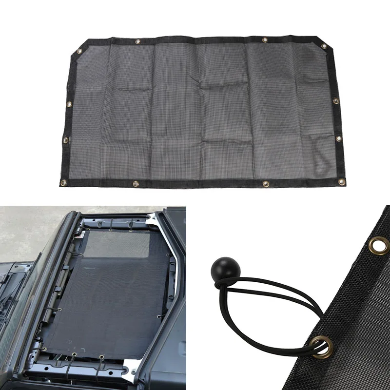 Black Car Top Sunshade Cover for Jeep Wrangler JL 2018 Roof Anti UV Sun Protection Mesh Net for Jeep JL Wrangler Accessories (9)
