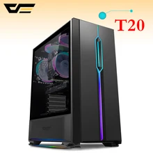 DarkFlash T20 PC компьютерный чехол ATX/Micro ATX RGB светильник полоса прозрачная сторона домашний офис черный игровой компьютерный чехол шасси