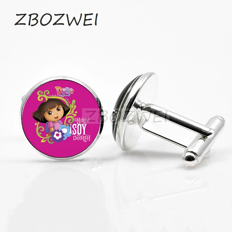 

ZBOZWEI 2018 New Personalized Anime Dora Explorer Dora Explorer Crystal Men & Women Cufflinks Gentleman Cufflinks
