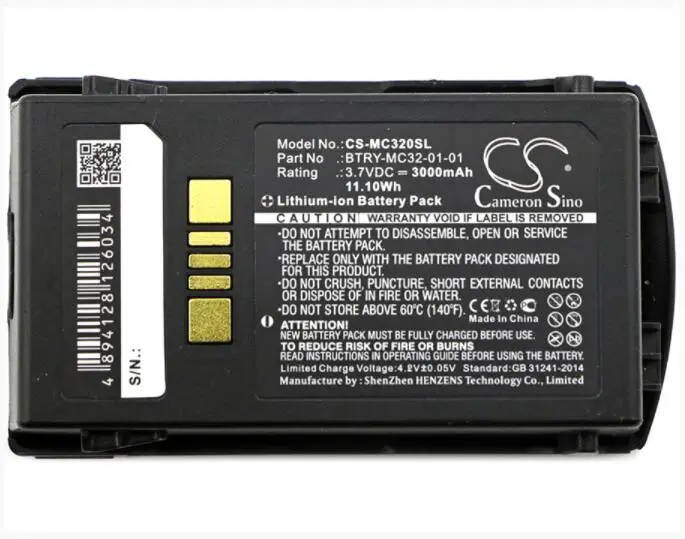 Cameron sino 3000 мАч аккумулятор для Motorola MC3200 MC32N0 BTRY-MC32-01-01 штрих-код аккумулятор сканера