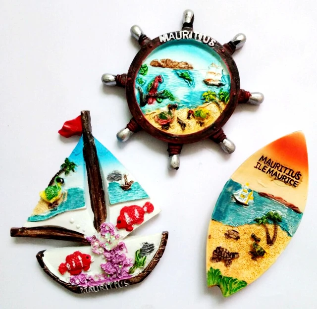 Hand painted Mauritius Creative Rudder 3D Fridge Tourism Souvenirs Refrigerator