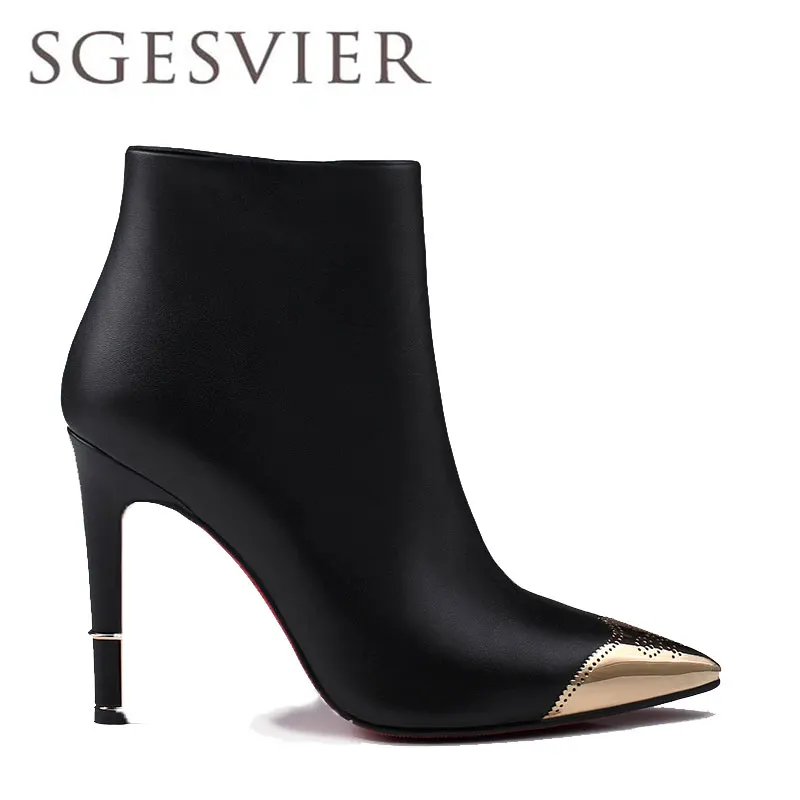 

SGESVIER new 2017 autumn winter shoes women quality genuine leather women's shoes non-slip rubber soles ankle boots GBH294