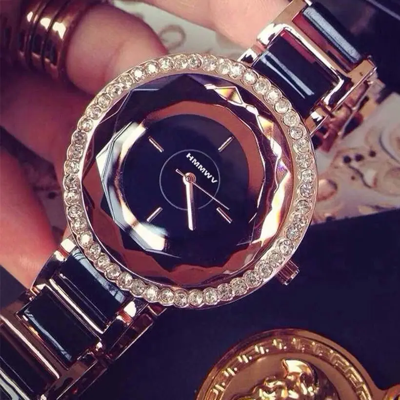 HMMWV Watch Women Large Rhinestone Bracelet Ladies Dress Watches Casual