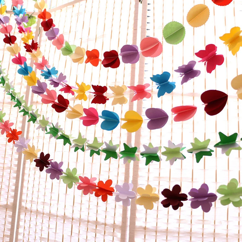 

Pull Flowers Three-dimensional DIY Tar Garlands Paper Butterfly Wedding Party Banner Wall Hanging Paper S Home Decoration
