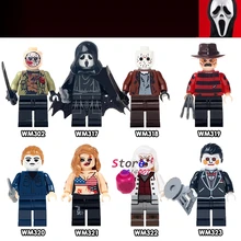Único O Horror Tema do Filme Máscara de Hóquei Hóquei Cara Caçador-Black Friday Jason Assassino Grito building blocks brinquedos para crianças