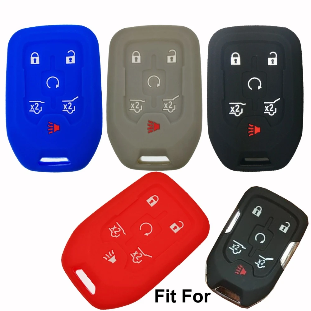 Silicone Smart Key Fob Covers Case Protector Keyless Remote Holder for 2015 2016 Chevrolet Suburban Tahoe GMC Yukon 6 Buttons Black Silicone Smart Key Fob Covers Case Protector Keyless Remote Holder for 2015 2016 Chevrolet Suburban Tahoe GMC Yukon 6 Buttons Black