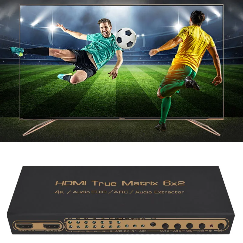 PUZHIJIE 6x2 HDMI матричный переключатель поддержка s аудио экстрактор с ИК-пультом