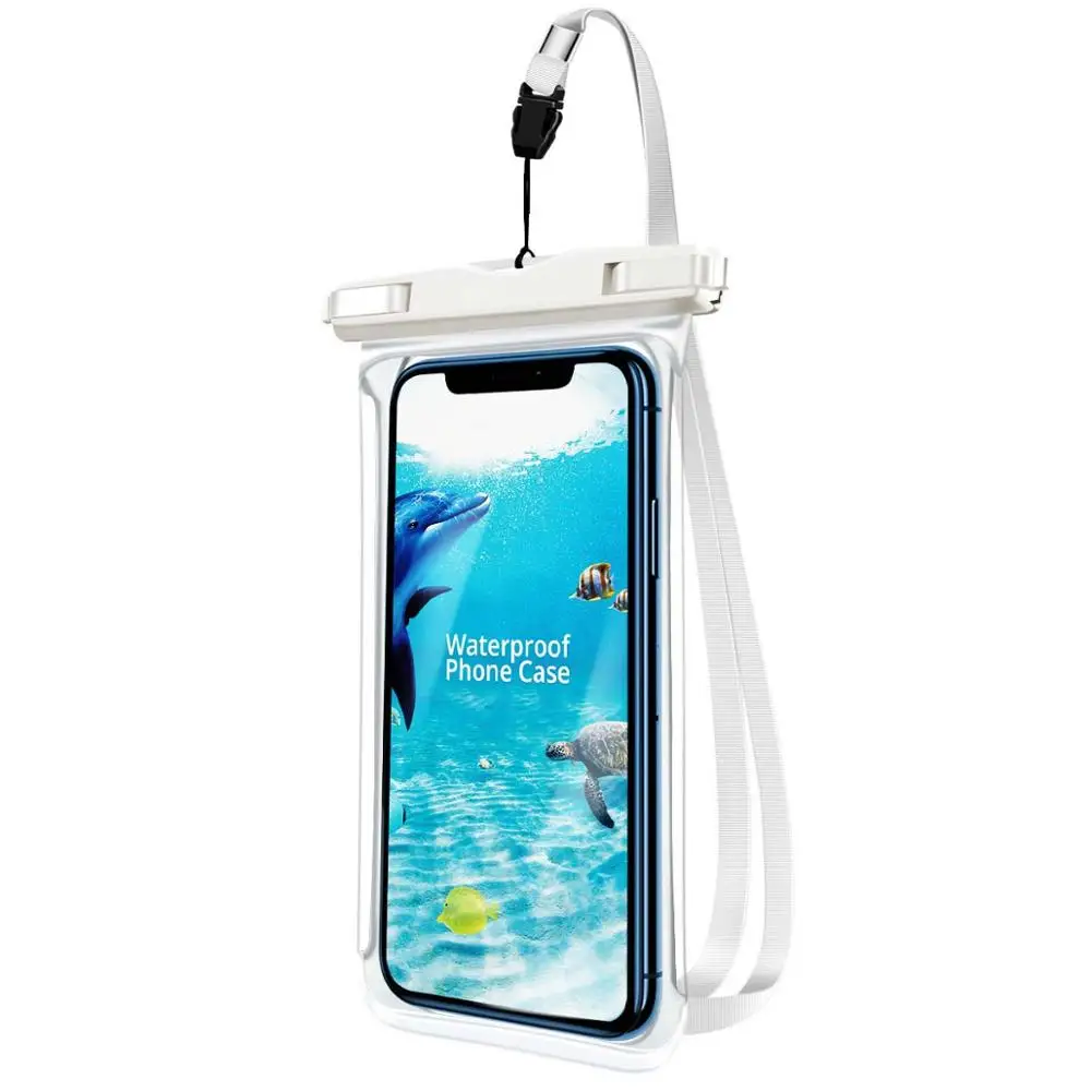 ANMONE Waterproof Smartphone Case Full View Underwater Pouch Transparent Dry Bags Swimming Diving Hiking Water Proof Covers - Цвет: White