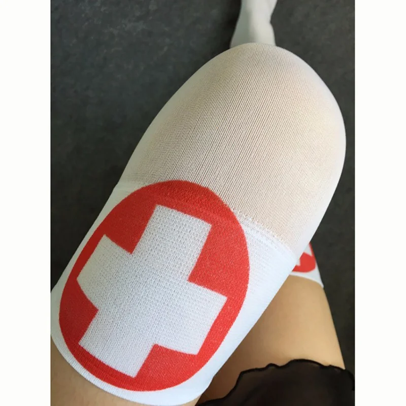 Cosplay&ware Halloween Sexy Fishnet Festival Nurse Stockings Mascaras Women Cable Extra Long Boot Party Knee Socks Decoration Girl Prop -Cosplayware Store