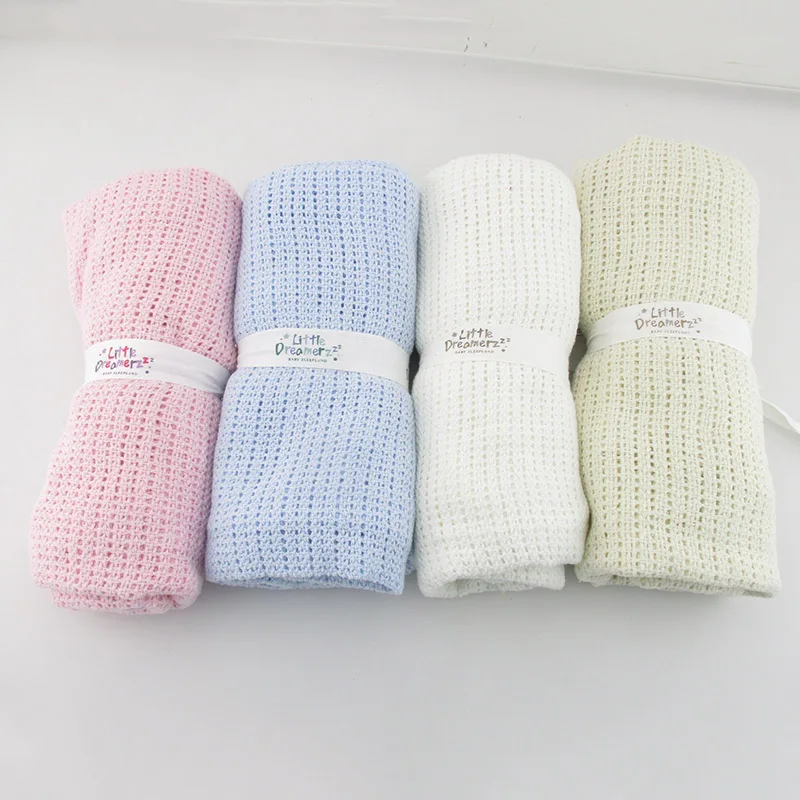 

Spring Summer Baby Blanket Newborn Swaddle Wrap Crochet Blankets Soft Cotton Knit Sleeping Bed Bath Muslin Blankets Baby Deken