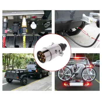 

Durable 7 Pin Aluminium Alloy Plug Trailer Truck Towing Electrics 12V Connector EU Plug