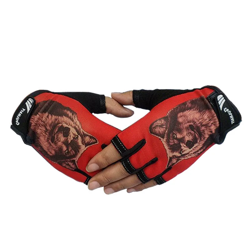 Richyuan волк шаблон фитнес спортивные перчатки для спортзала половина пальца тяжелая атлетика перчатки тренировка многофункциональные перчатки