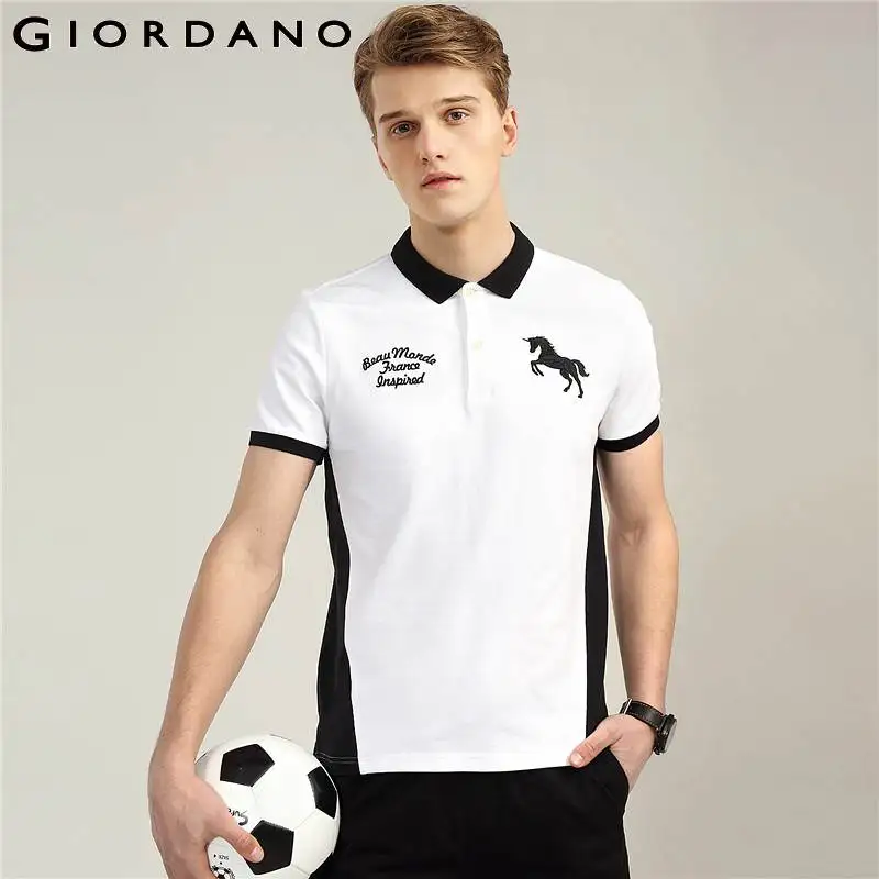 Aliexpress.com : Buy Giordano Men Polo Shirt Men Color Blocking Camisa Polo Slim Embroidery 