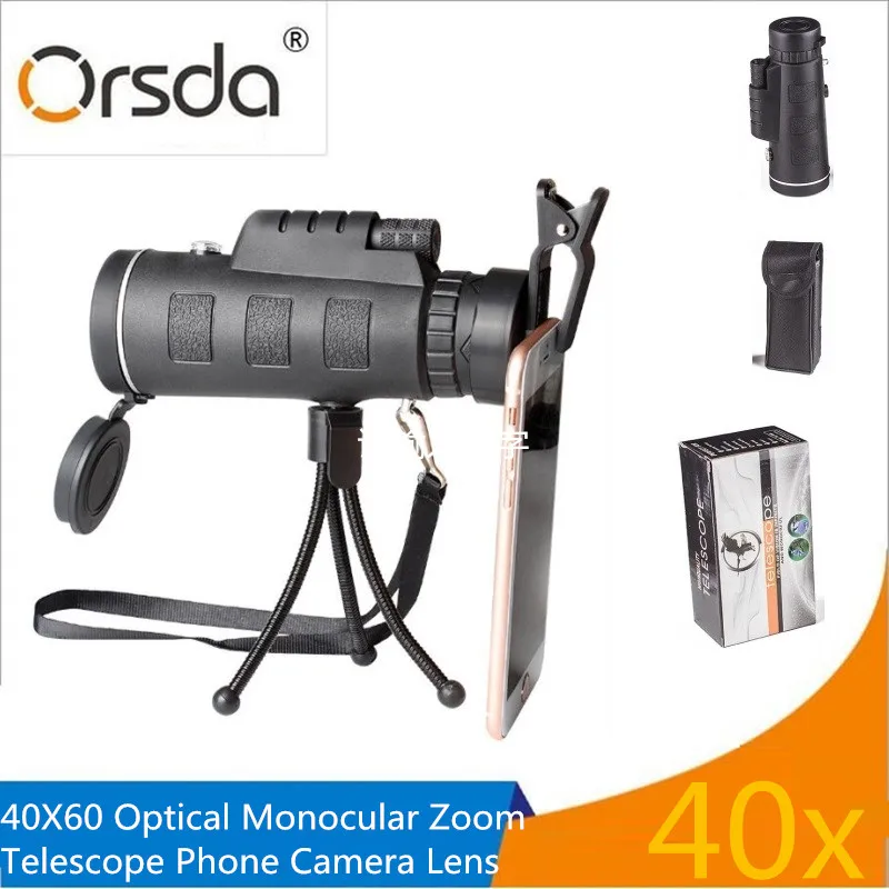 

Orsda Universal 40X Optical Zoom Telescope Telephoto Mobile Phone Camera Lens For iPhone Samsung LG Android Smartphones lenses