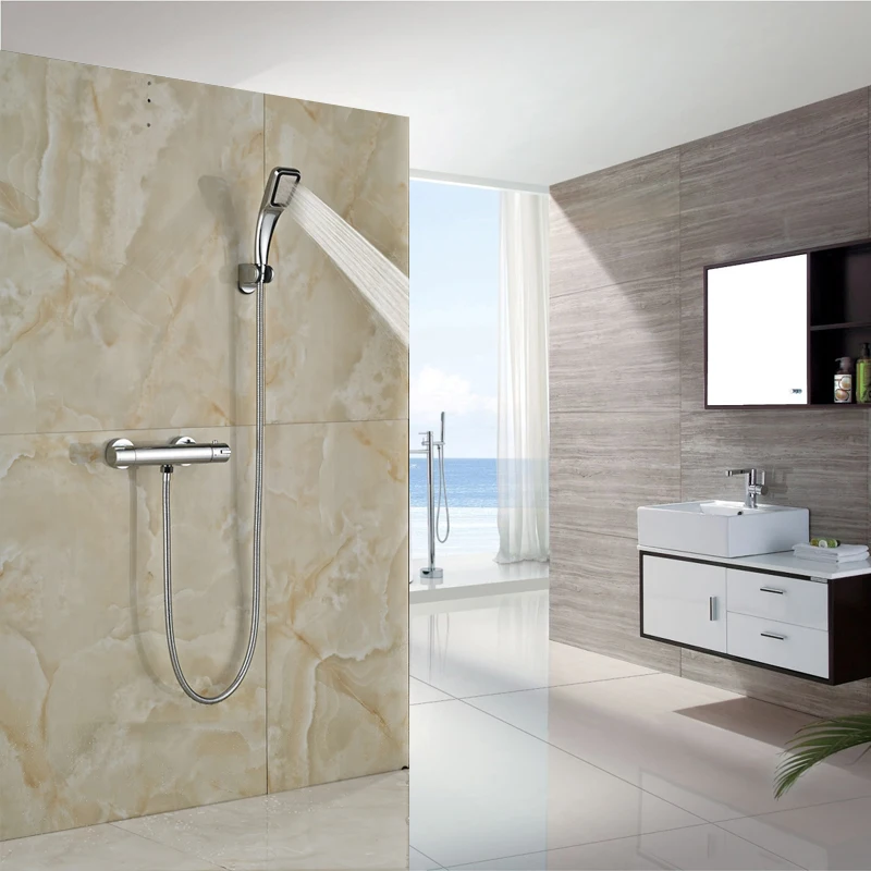

Best quality Dual Handle Handheld Shower Mixer Faucet with Thermostatic Shower Valve Chrome Finished