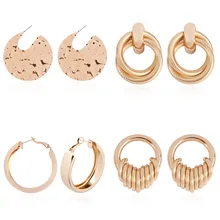 Трендовые серьги-гвоздики золотистого цвета для женщин ZA панк металлические большие круглые геометрические массивные Серьги Brincos Ювелирные изделия Аксессуары