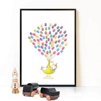

Unicorn In Swaddling For Baby Shower Ablution 1st Free Custom Name Date Fingerprint Signature Guest Book Bapstism Party Decor