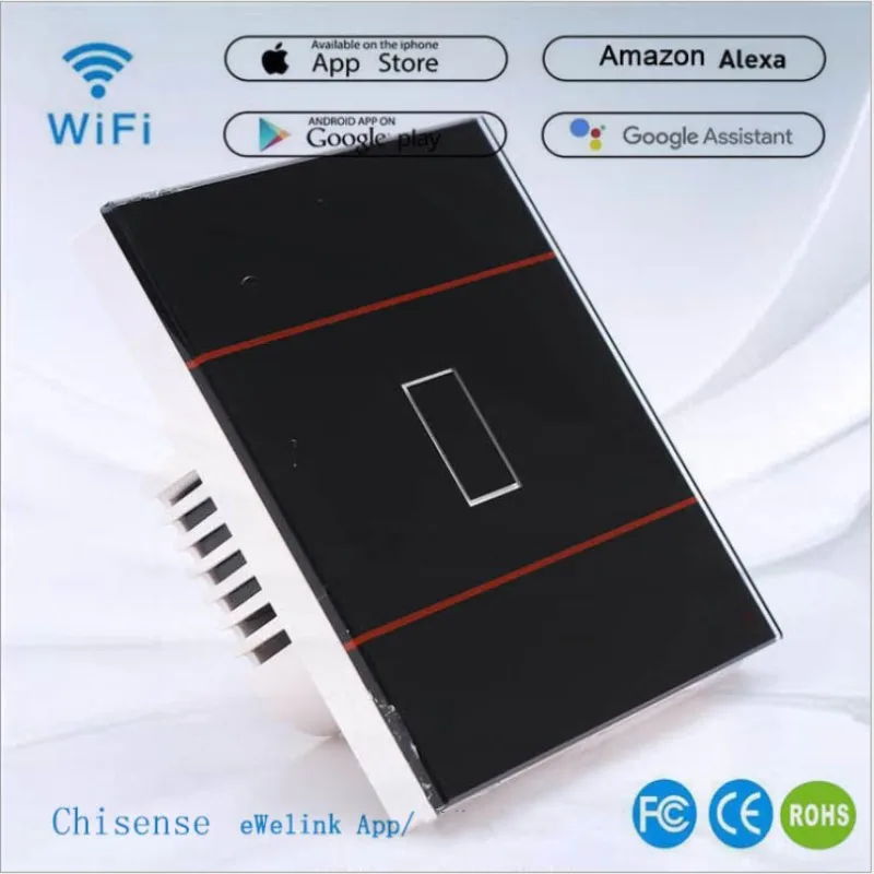 

EU UK Wireless Wifi Touch Smart Switch Phone App Control Home Light Wall Switch 1 Gang 1 Way Work with Alexa Google Assisant