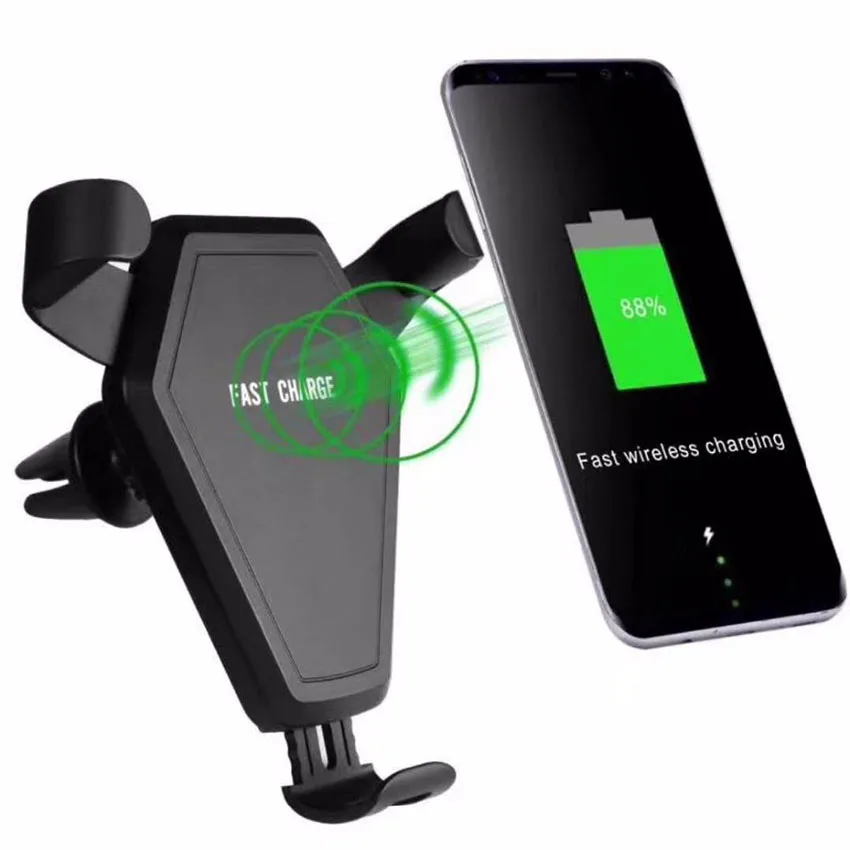 Qi Standard Fast Wireless Car Charger Mount Air Vent Gravity Phone Car Holder Smartphone Charging for iPhone For Samsung S9 S8