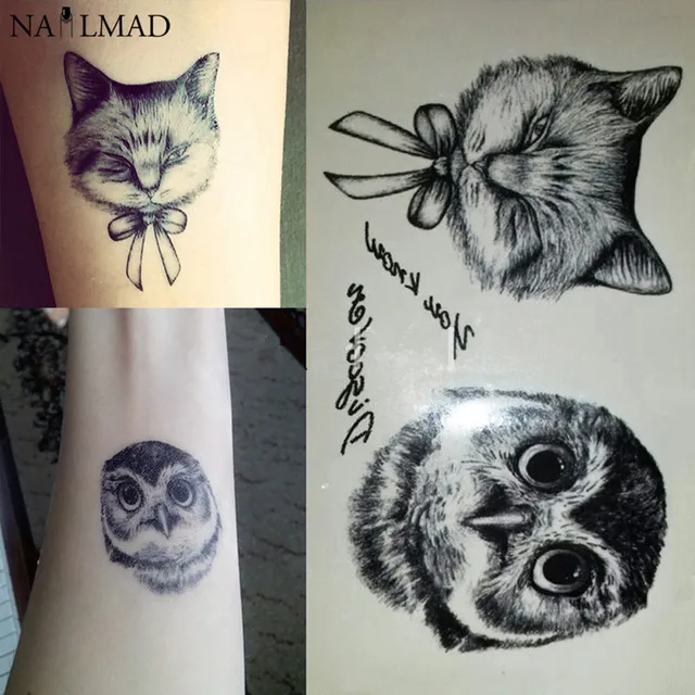 2pcs Temporary Tattoo Black Owl Waterproof Tattoo Cartoon Cat Paste Tattoo Decals Body Art Henna Tattoo Sticker X140 2pcs Temporary Tattoo Black Owl Waterproof Tattoo Cartoon Cat Paste Tattoo Decals Body Art Henna Tattoo Sticker X140