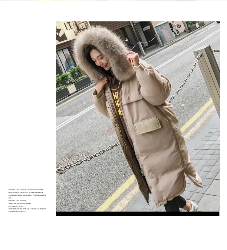 30 Degree Women Winter Coat Thick Warm Ladies Down Jacket Parkas Duck Cotton Large Real Fur Collar Long Female Overcoat