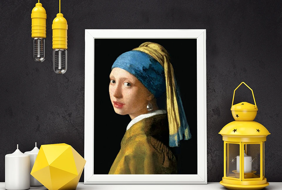 Алмазная вышивка vermeer девушка с жемчугом ожерелье diy картина Полная площадь Стразы Декор FS950