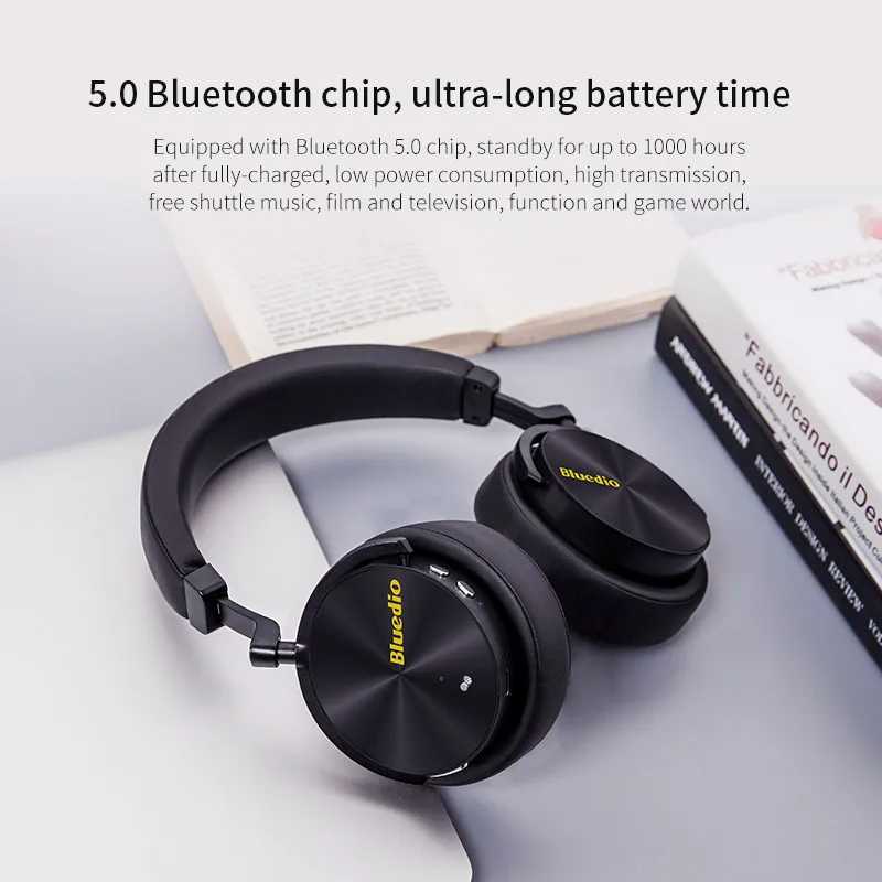 Bluedio наушники T5 Bluetooth, Беспроводные спортивные наушники с шумоподавлением, Hi-Fi наушники с микрофоном для iphone huawei