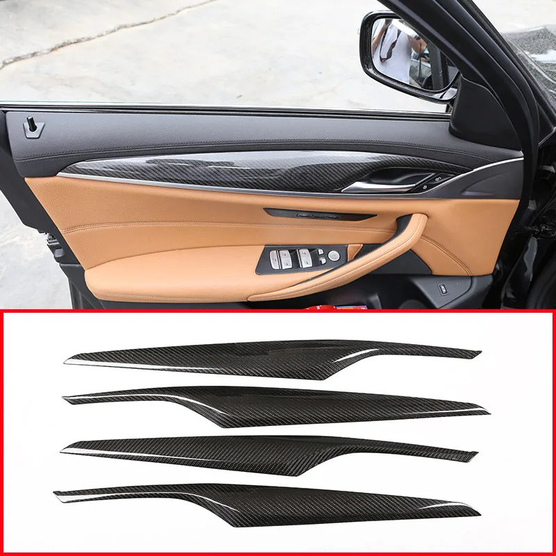 

Real Carbon Fiber Interior Door Decoration Panel Trim For BMW 5 Series G30 2017-2018 Car Accessories 4pcs