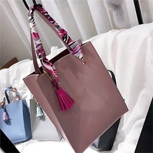 Top-handle Women Handbag Solid Big Capacity Women Casual Tote Fashion Brand Females Bucket Luxury PU Leather Ladies Bolsa - Цвет: Pink