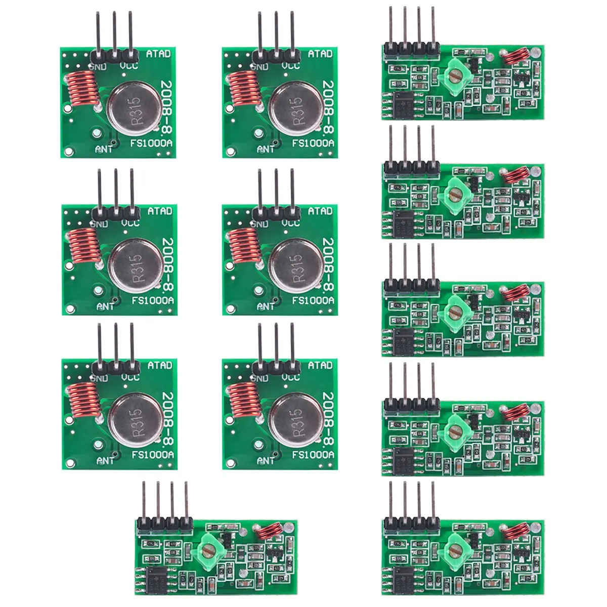 XY-MK-5V / XY-FST 315Mhz Rf Transmitter and Receiver Module Link Kit for Arduino/Arm/McU/Raspberry pi/Wireless DIY(6-pack