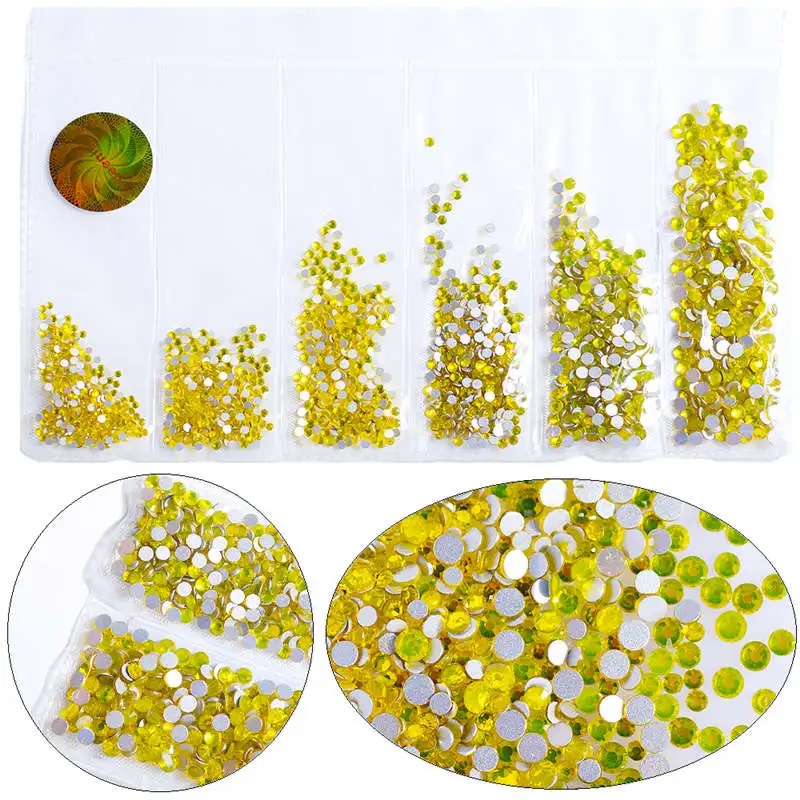 Lemon yellow Ss3 ss4 ss5 ss6 ss8 ss10 многоразовые стеклянные стразы для ногтей украшение для ногтей камни блестящие камни стразы 1728 шт - Цвет: Lemon yellow