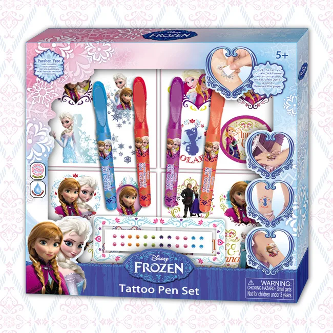 Disney девочки принцесса замороженный снег Татуировка ручка Набор Макияж игрушка Эльза Анна nail art set принцесса Татуировка девушки подарок на день рождения
