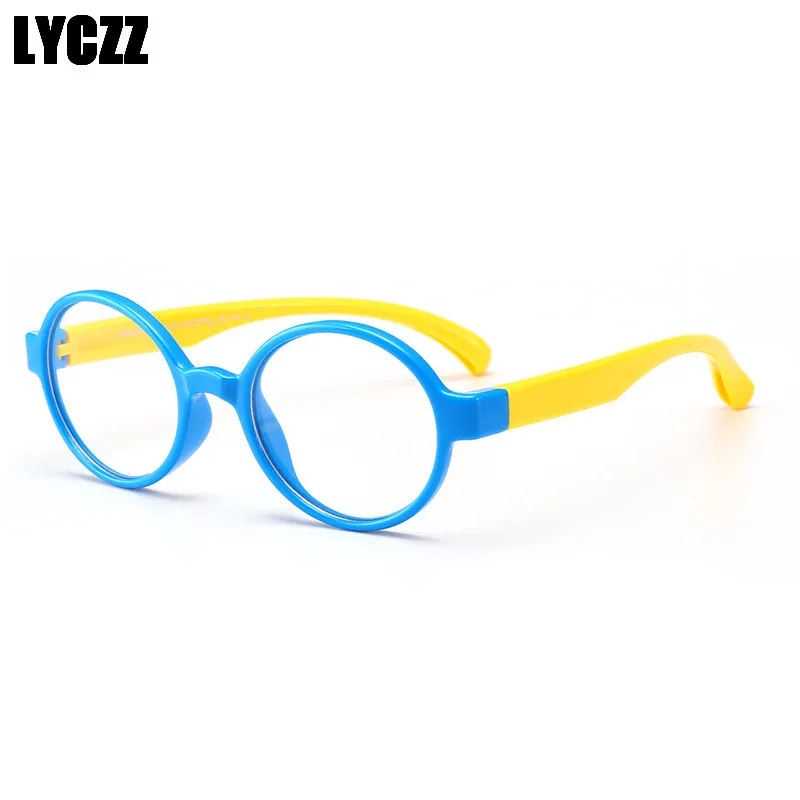 LYCZZ дети TR90 круглые оптические очки рамка многоцветный детей очковые оправы прозрачные линзы предотвращения близорукость мальчик девочка
