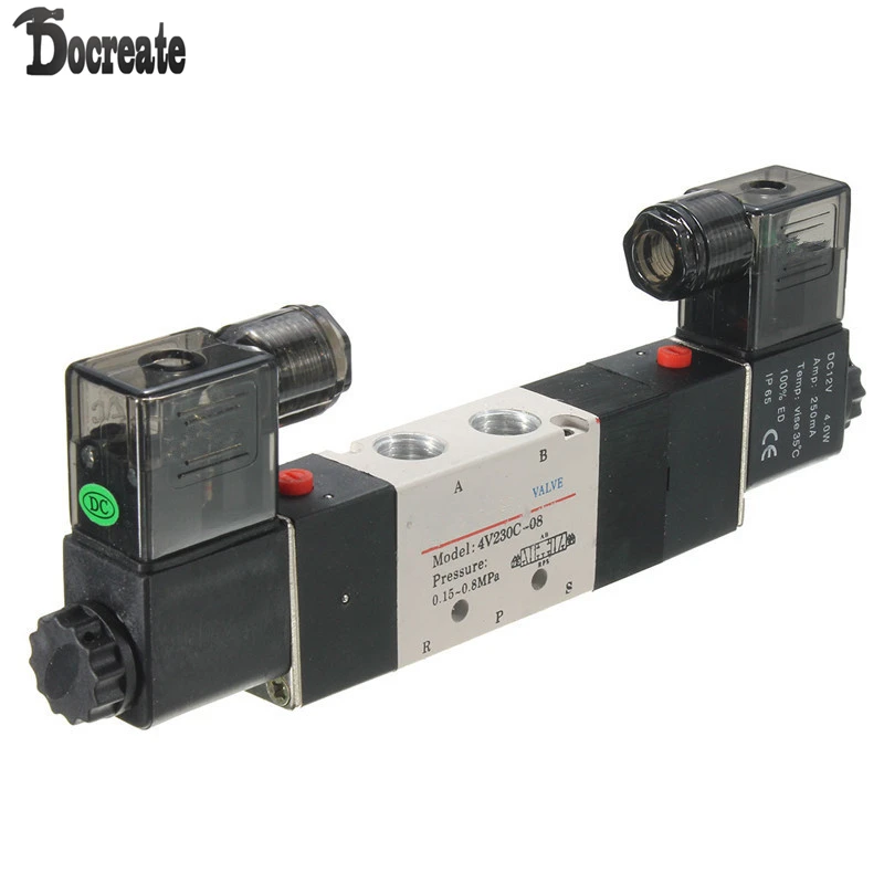 4V230C 08 DC 12V двойная головка 3 положения 5 способ пневматический Соленоидный