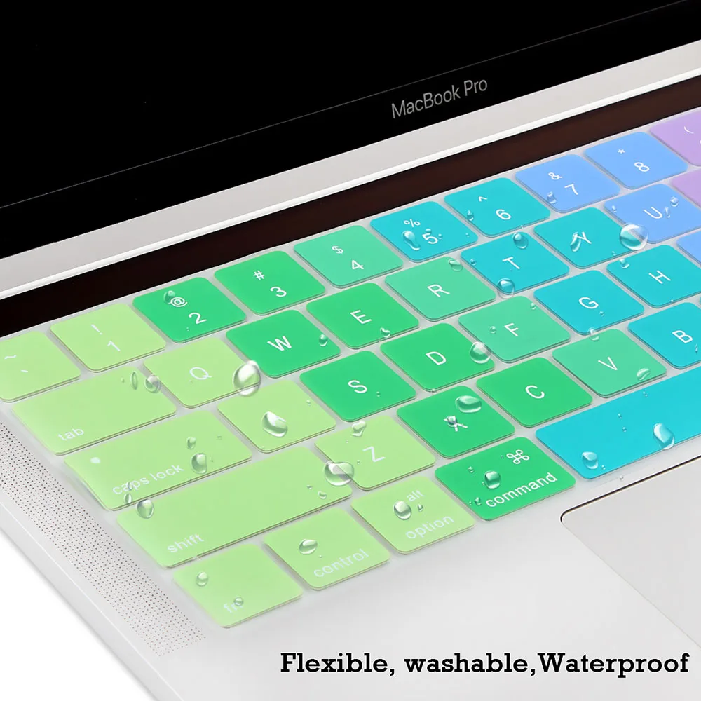 США введите английский Радужная Клавиатура силиконовый чехол для Macbook Pro 1" A2159 Mac Book Pro 15" A1706 A1707 с сенсорной панелью