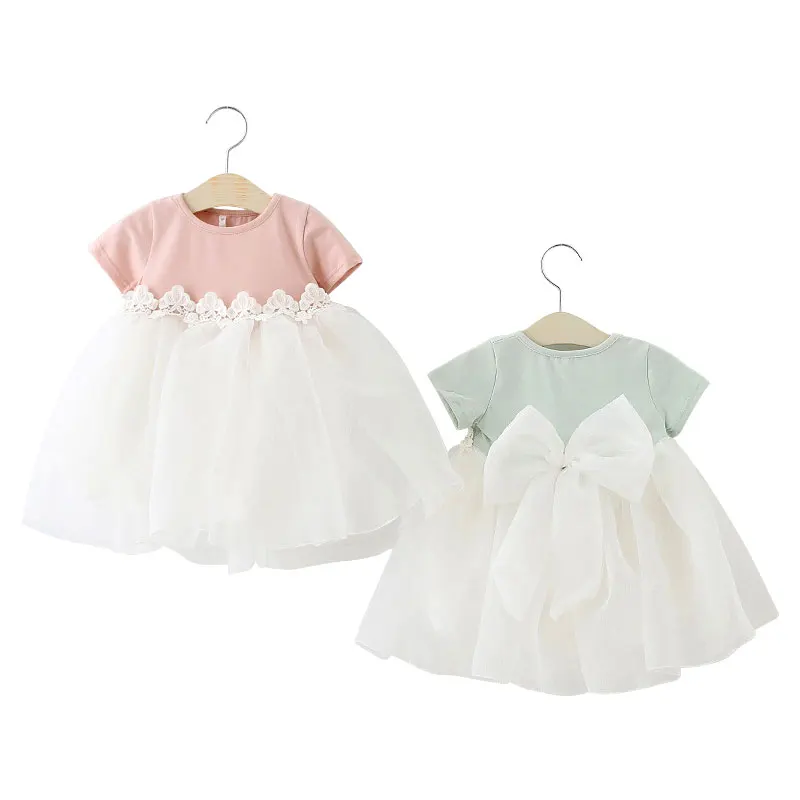 

Children's clothing female baby princess dress summer new girls lace dress cotton stitching mesh fluffy