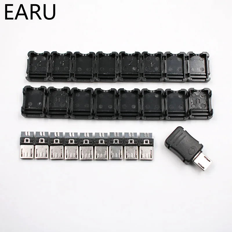 10 шт. Micro USB 5 Pin T Порт Штекерный разъем с пластиковой крышкой для DIY Прямая поставка