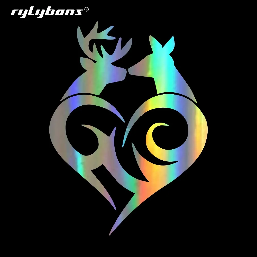Rylybons 10CM*13.4CM Tribal Heart With Kissing Deer Vinyl Window Decal Car Sticker Funny Accessories For Cars Auto Products | Автомобили и