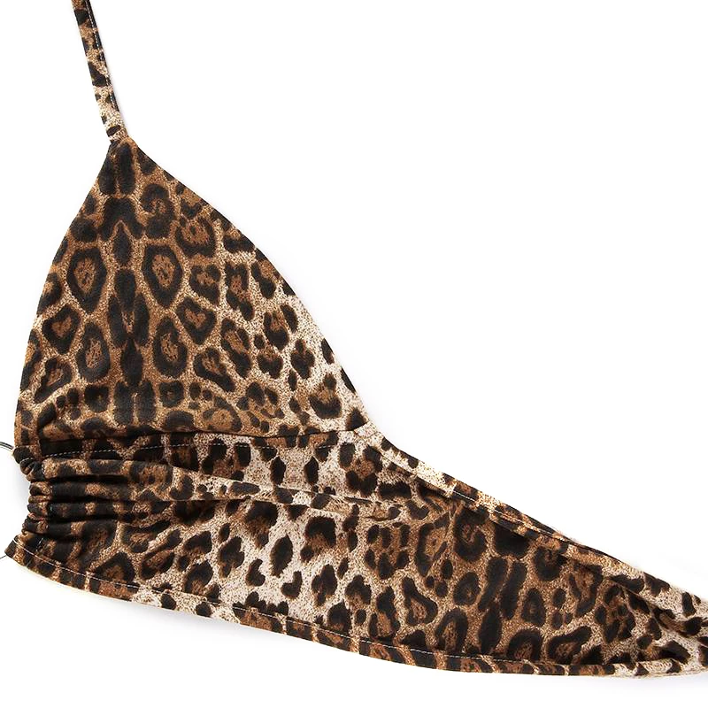 Women Sexy Crop Tops Woman Fashion Spaghetti Strap Night Club Party Crop Top Bra Leopard Printed Halter Neck Bra Backless Vest