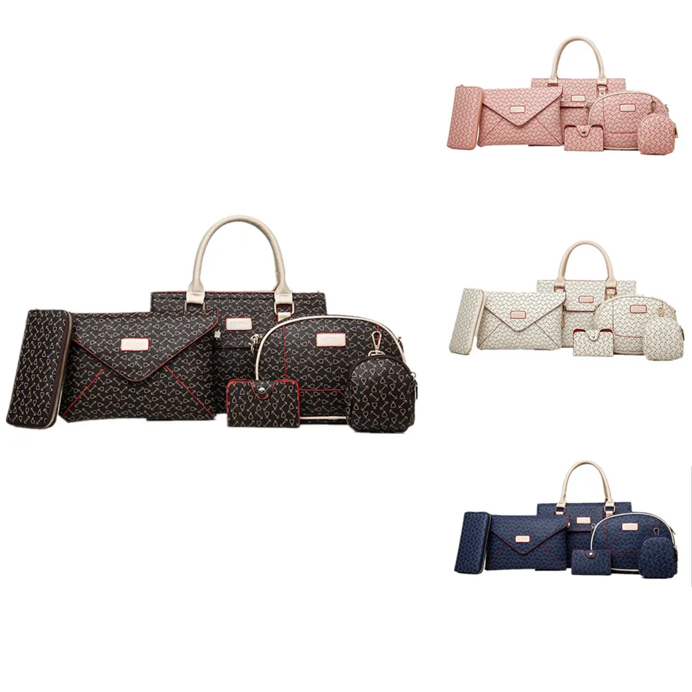 

New Women's Handbag PU Six-piece Mother And Daughter Bag Multi-function Simple Single Shoulder Large Capacity Bag