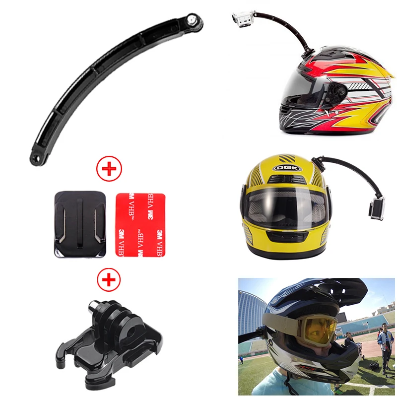 Action Camera Accessories Helmet Extension Arm Kit Self Photo+Curved