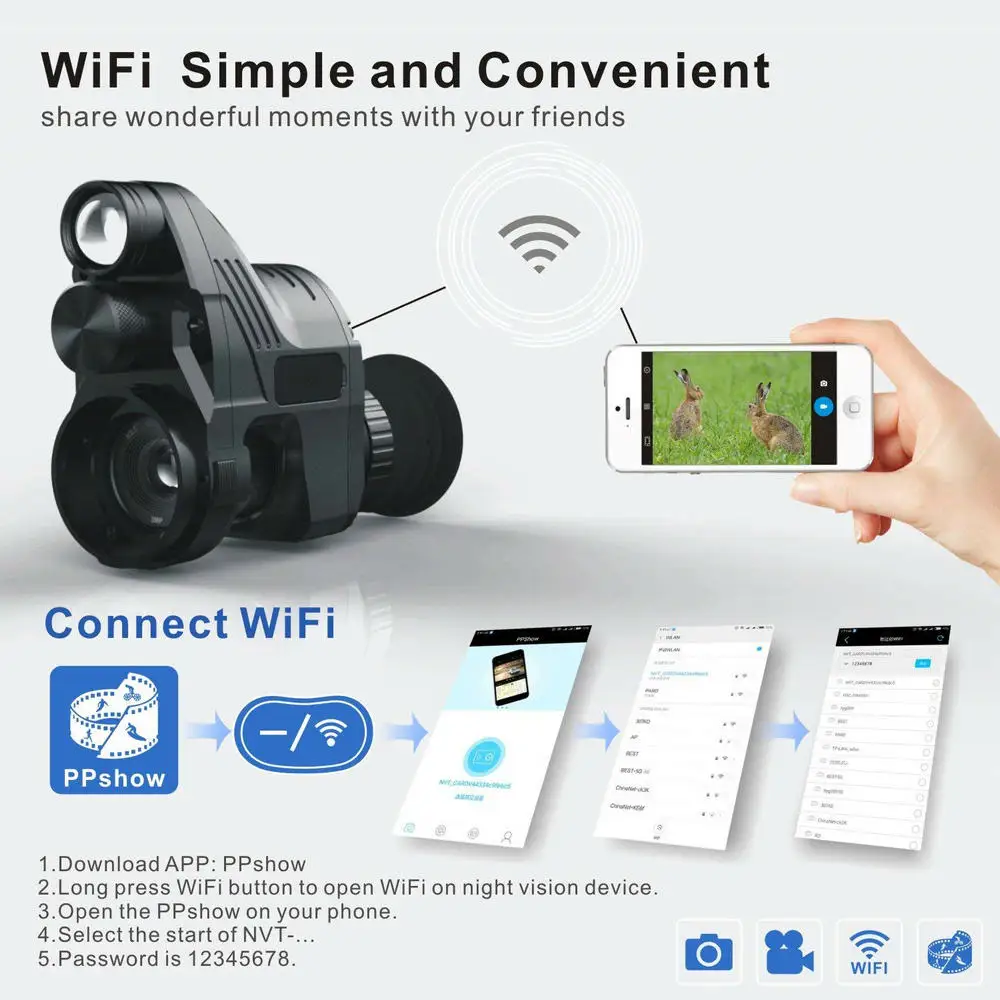 للرؤية الليلية البصريات أحادي ل بندقية Riflescope ث/واي فاي APP 200 M المدى NV نطاق 850nm IR للرؤية الليلية البصر الصيد كاميرا رقمية للرؤية الليلية البصريات أحادي ل بندقية Riflescope ث/واي فاي APP 200 M المدى NV نطاق 850nm IR للرؤية الليلية البصر الصيد كاميرا رقمية