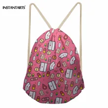 INSTANTARTS Nurse Drawstring Bag Fashion Casual Light Women Men Mini Drawstring Backpack 3D Cute Cartoon Nurse Print School Bags