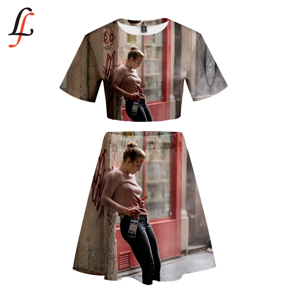 Killing Eve TV Sexy Lady Beach 2 Piece Sets K Pop Party Dress Set Crop Top Harajuku and Short Skirt Modis Girl Summer | Женская одежда